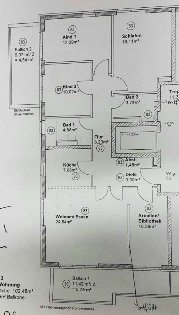 Grundriss der Wohnung